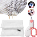 Lukhmelf Rabbit Bathing Bag and grooming kit front view featuring the white mesh restraint pouch.