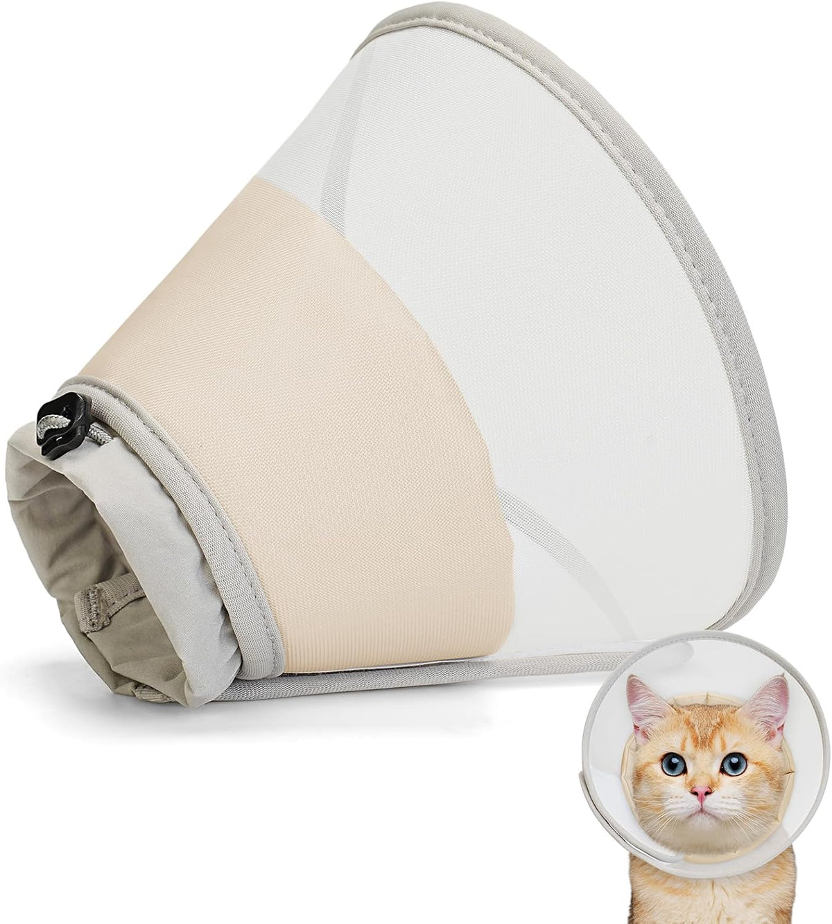 Supet Soft Cat Cone Collar to Stop Licking, Breathable Mesh Cone with Waterproof Liner Recovery Collar, for Kitten, Comfortable Elizabethan Alternative for Spay Neuter Grooming (M) - Image 9