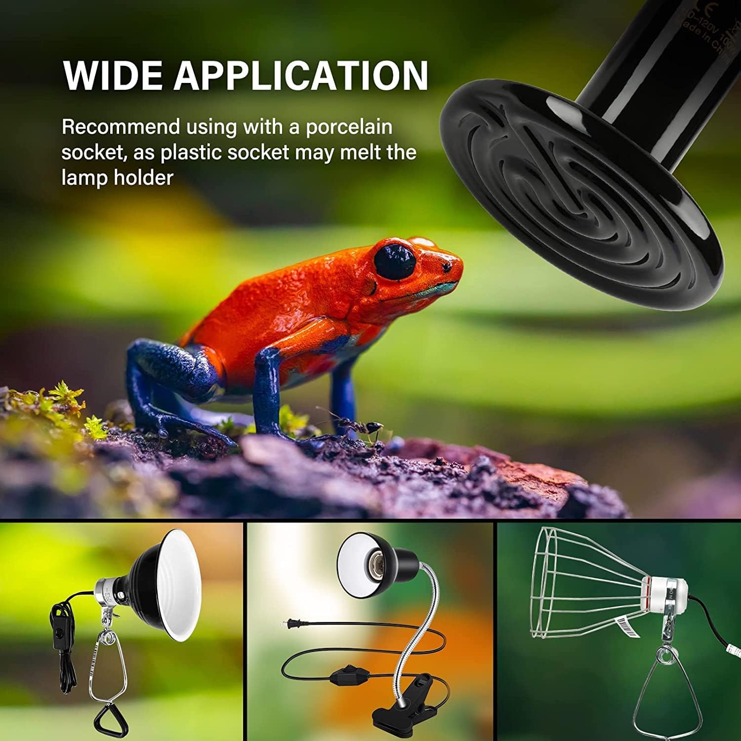 HealSmart crack resistant alloy wire ceramic heat lamp for long lasting habitat warmth.