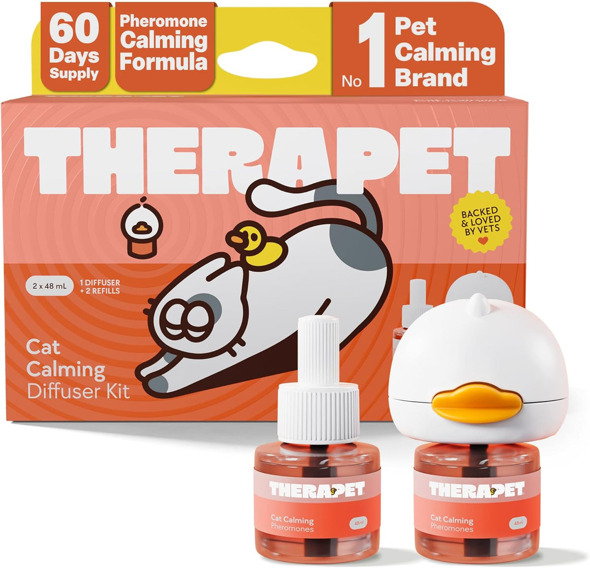 TheraPetMD 60 Day Cat Calming Diffuser starter kit front view packaging.