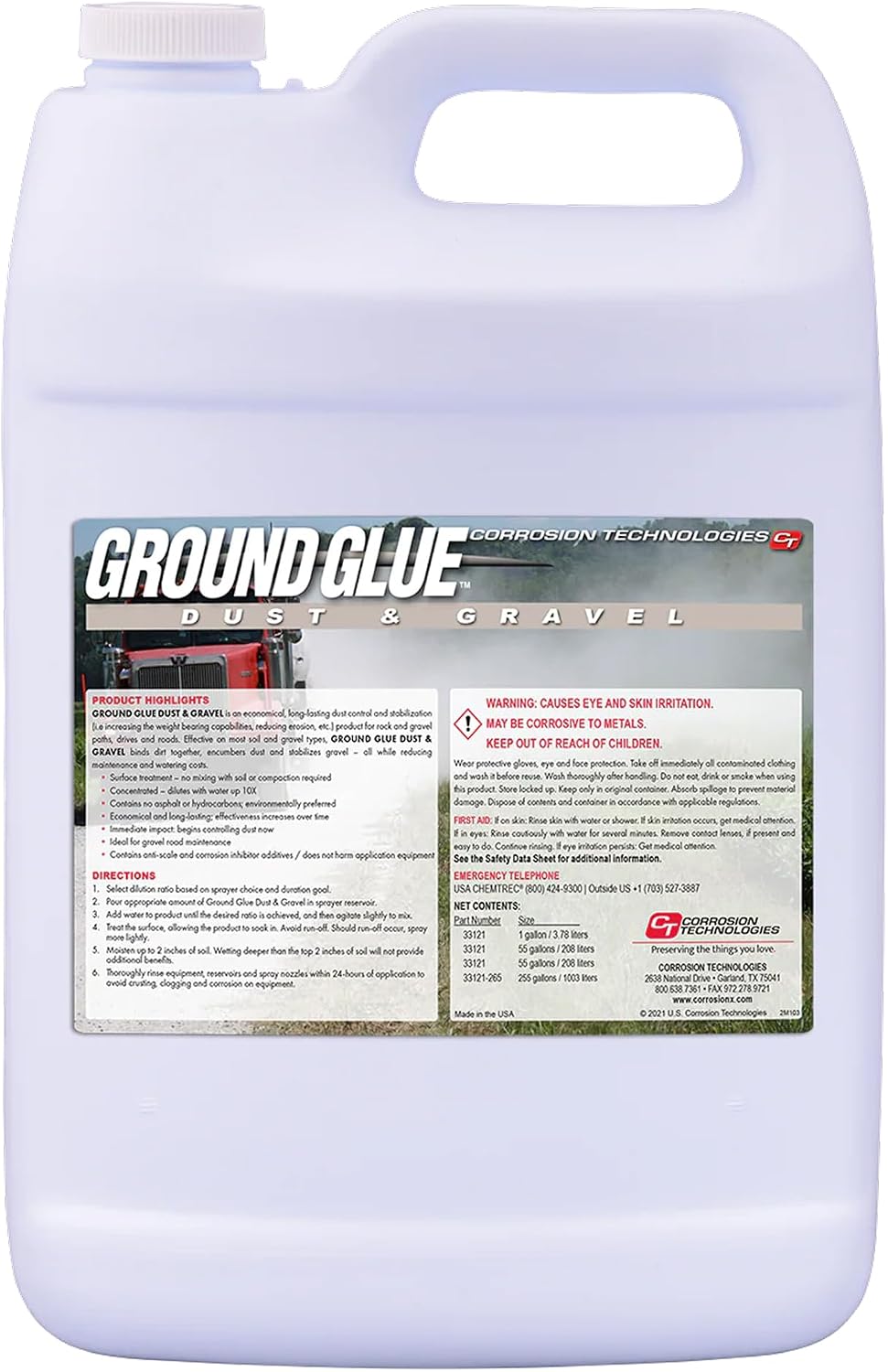 Corrosion Technologies Ground Glue Dust And Gravel 1 Gallon Front View Dust Control Binder