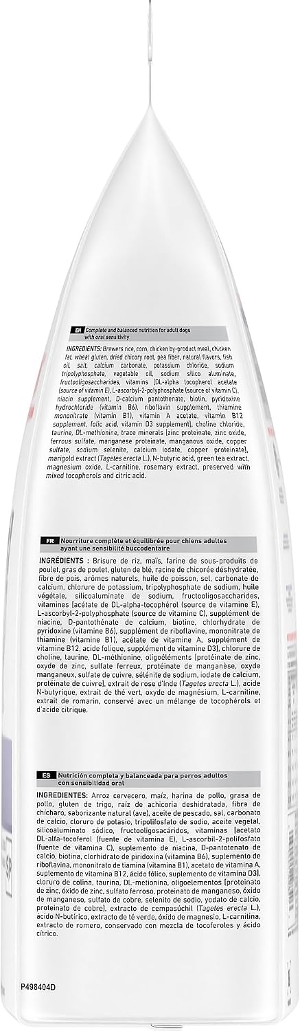 Royal Canin small dental dry dog food 8.8 pound bag showing veterinary exclusive formula information.