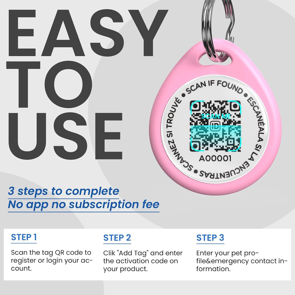 ILFINDYOU electronic pet locator tag showcasing the real-time scan location alert system screen.