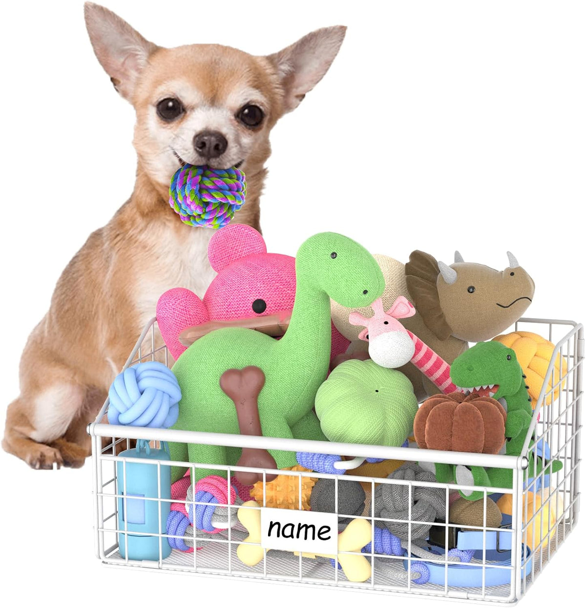 Kaiferty Indestructible Dog Toy basket, Medium Toy Box for Dogs,Pet Toy Bin Dog Metal Basket for Toys, Toy Storage Organizer, Toy Box for Living Room Area (Black) - Image 13