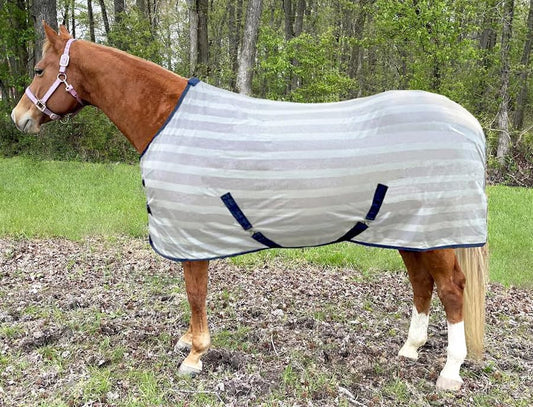 Challenger Rugged Ride Lite and Airy Mesh Fly Sheet front view on horse