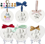 MYPAWLETS pet paw print keepsake kit front view showing retail packaging and completed clay ornaments.