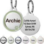 GoTags Stainless Steel Pet ID Bone Round and Heart Shaped Tags with Enamel Paw Design, Personalized Dog and Cat Tags, up to 5 Lines of Custom Text, Engraved on Both Sides (Sage, Regular Bone) - Image 9