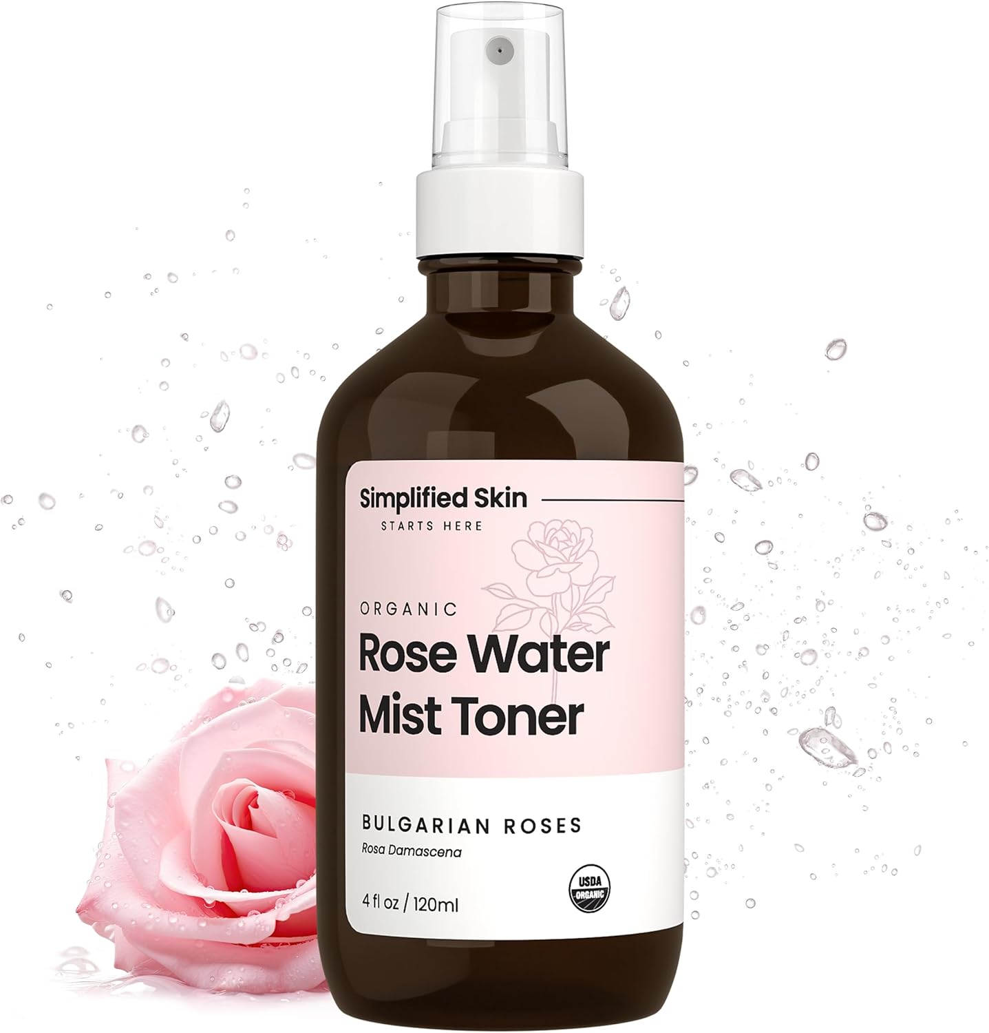 Simplified Skin Rose Water Spray 4 Fluid Ounce bottle front view
