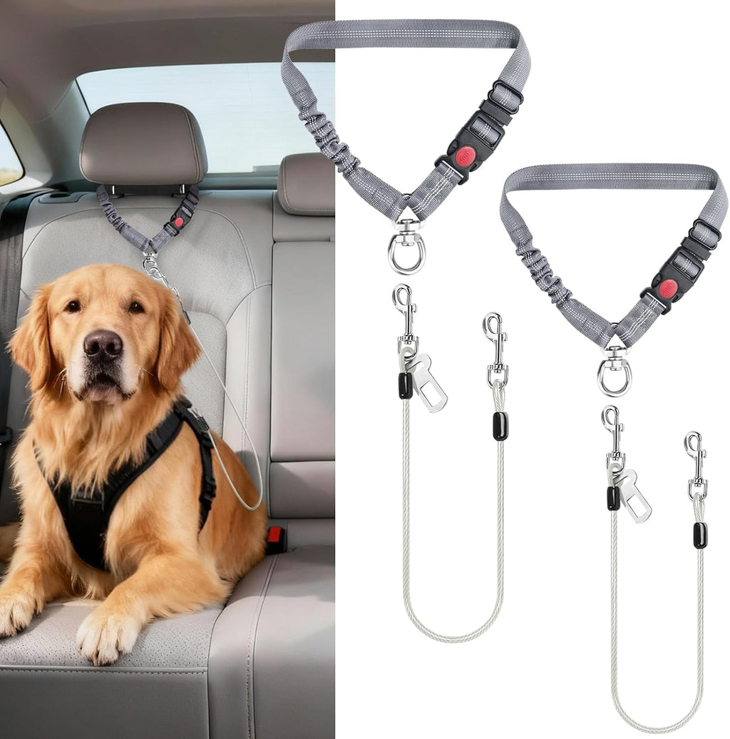 Idepet Dog Seat Belt for Car, 2 Pcs Stainless Steel Chew Proof Dog Seatbelt 3 in 1 Harness for Safety Heavy Duty Pet Seat Belt for Medium & Large Dogs (Black) - Image 10