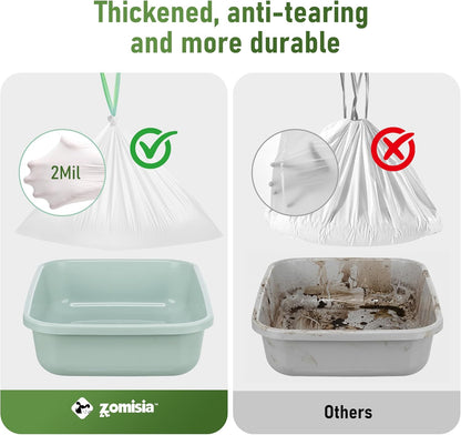 Tear resistant unscented kitty litter pan liners closeup