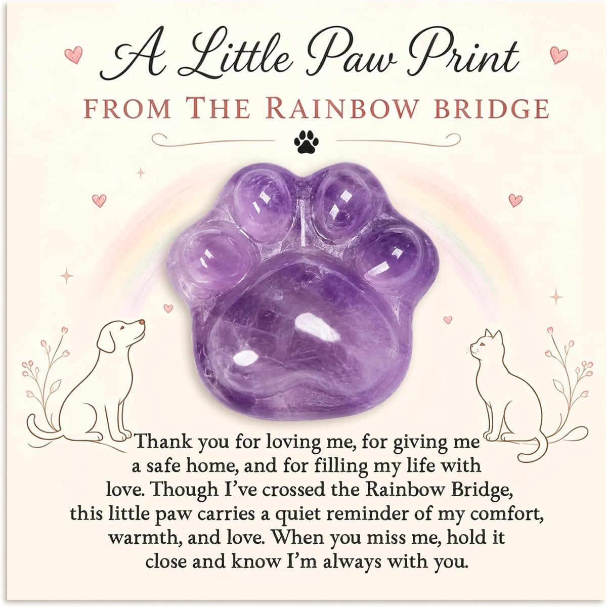 Pet Loss Sympathy Gift, Opalite Paw with Rainbow Bridge Card, in Loving Memory Keepsake, Pet Bereavement Comfort Gift, Pocket Hug for Dog Cat Loss & Grief Support for Pet Owners - Image 9