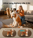 Low noise dog shaver kit operating under 50 decibels for anxious pets.