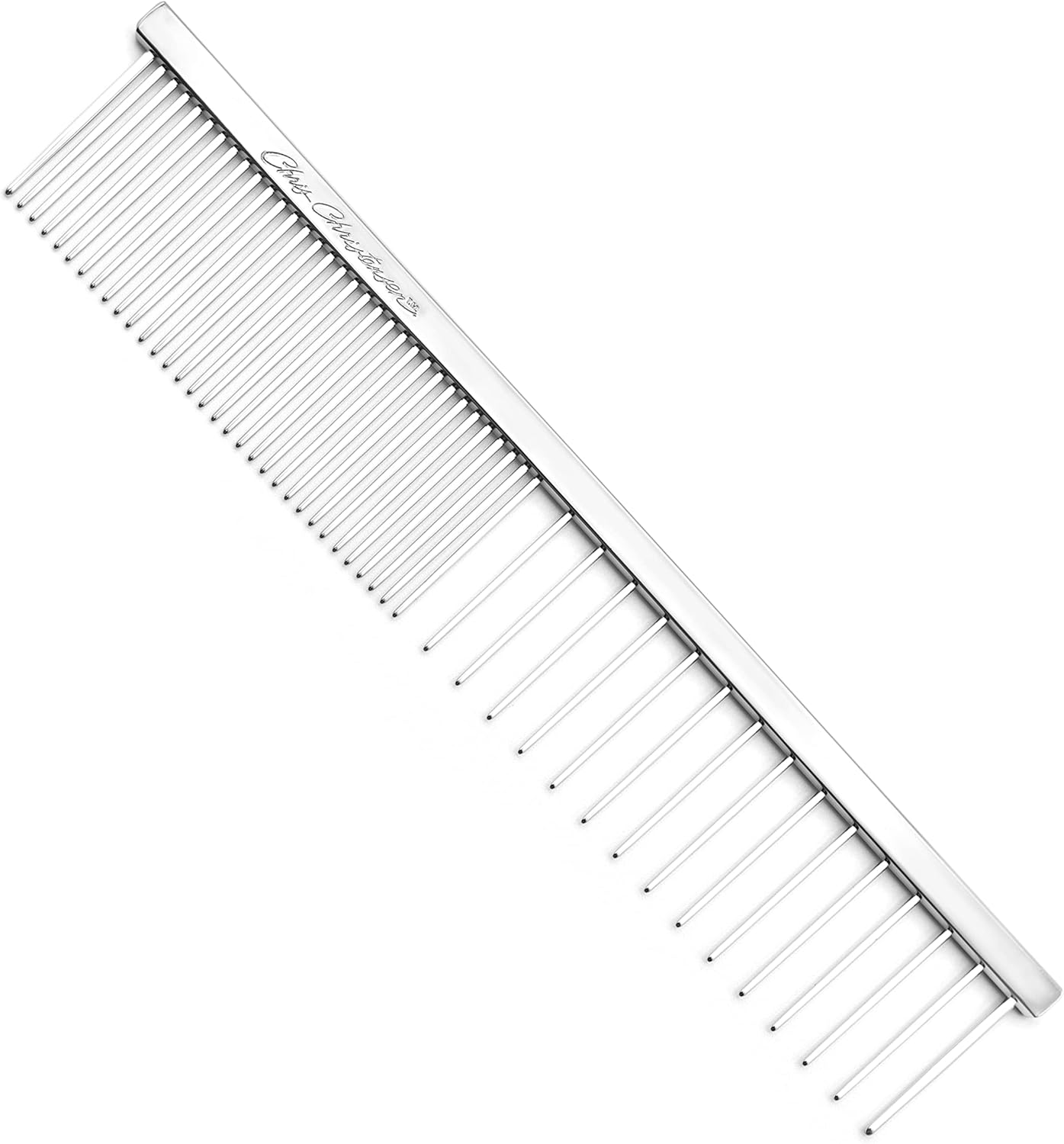Chris Christensen 000 7.5 in. Greyhound Style Fine/Coarse Colored Butter Comb, Groom Like a Professional, Rounded Corners Prevent Friction and Breakage, Solid Brass with Steel Teeth, Chrome Finish - Image 12