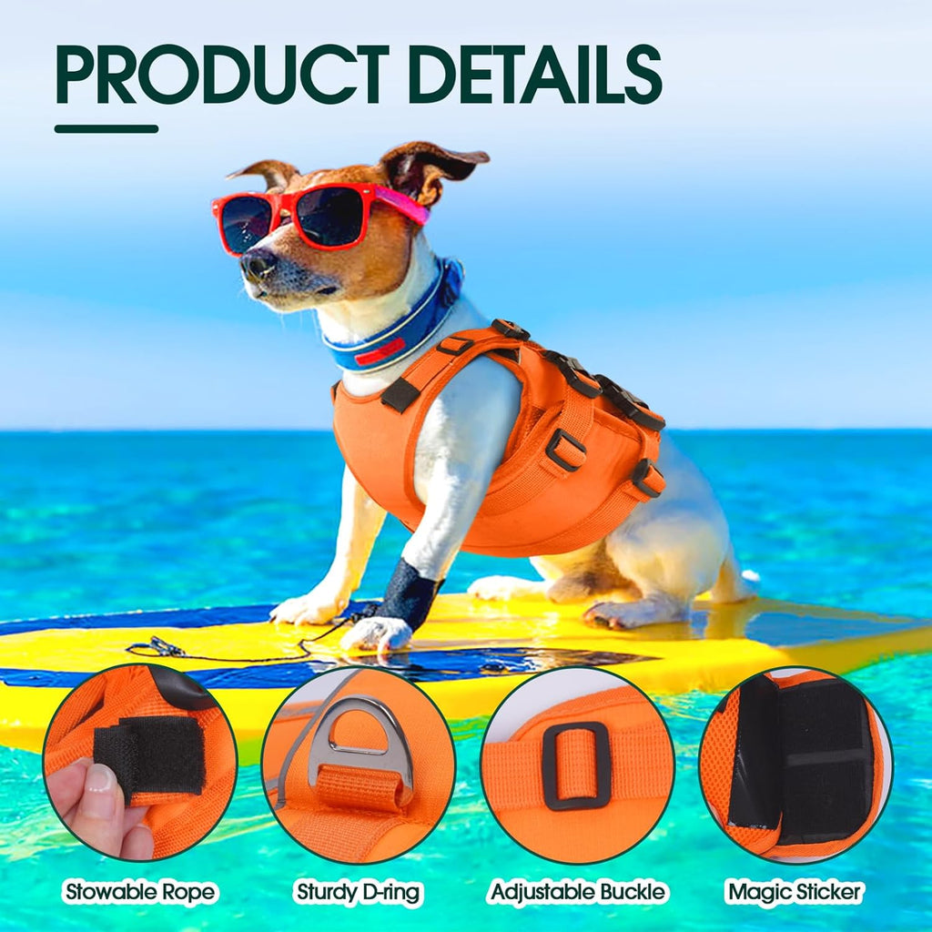 Kuoser dog swimming vest close up reflective strips and buckles