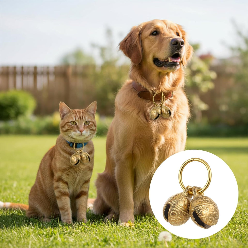 Matwsec outdoor safety dog collar bells demonstrating the enclosed clapper mechanism.