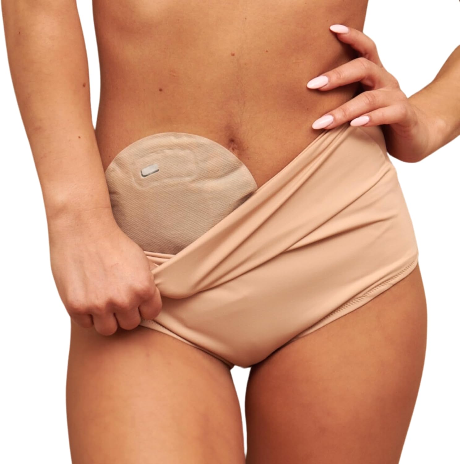 SIIL ostomy panty front view beige high waisted stoma support