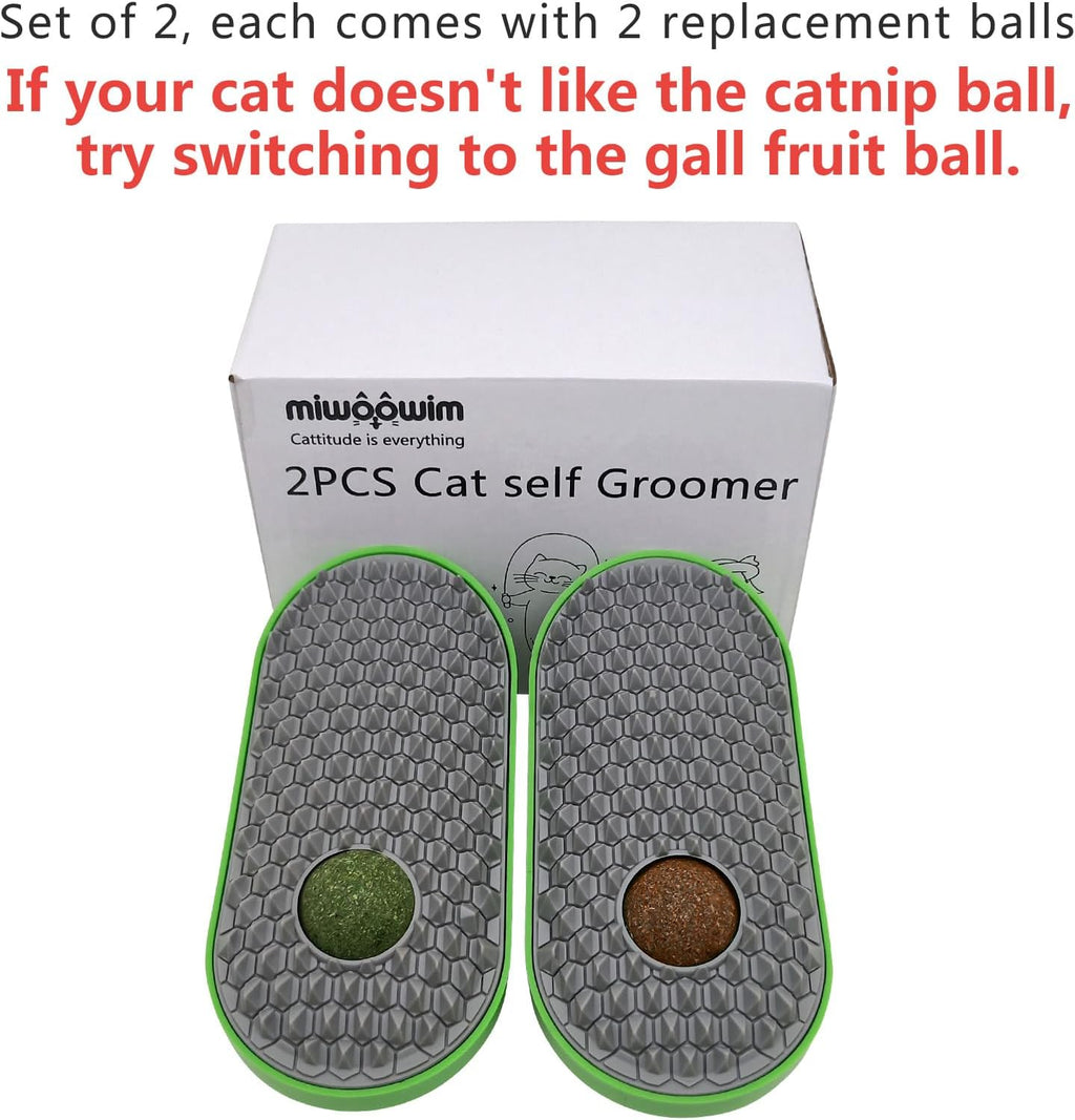 Cat using miwoowim wall mounted grooming brush