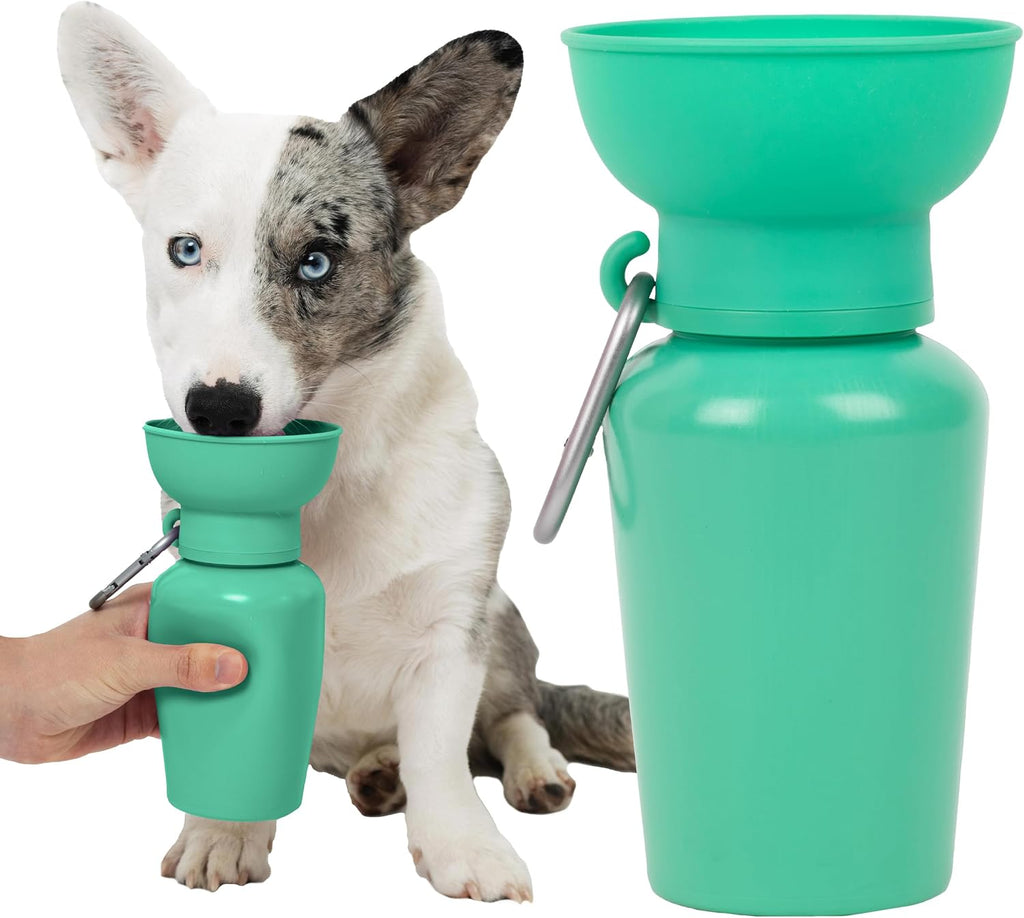 Springer Dog Water Bottle | Portable Travel Drinking Feeder Dispenser for Dogs & Puppies | As Seen on Shark Tank | Leak-Proof Bowl | BPA-Free | Outdoor Walking, Hiking & Travel | 15oz Blue - Image 13