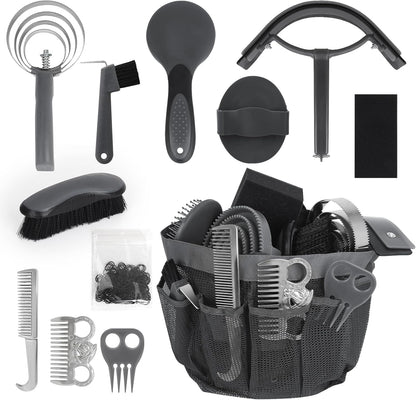 Inoreal horse grooming kit twelve pieces set front view with organizer tote bag