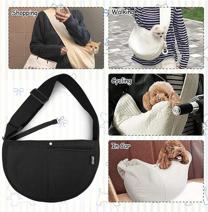 Close up of durable canvas fabric on Natuya pet bag