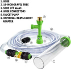 Python fish tank gravel cleaner connected to faucet pump