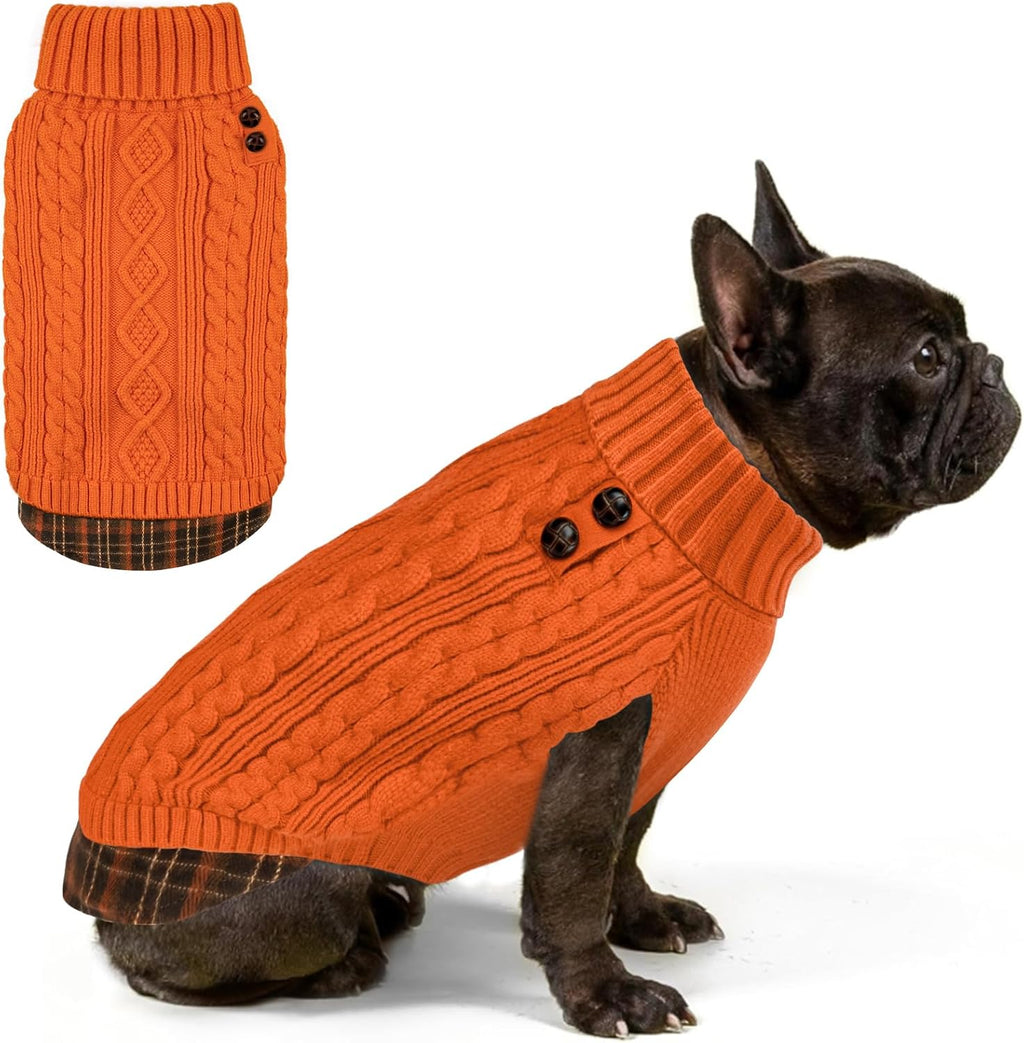 KYEESE Dog Sweater Soft Pullover Dog Sweaters for Small Dogs Male Warm Turtleneck Small Dogs Sweater with Gingham Patchwork Stretchy Knitwear Cat Clothes Comfy Pet Coat for Fall Winter Cold Weather - Image 12