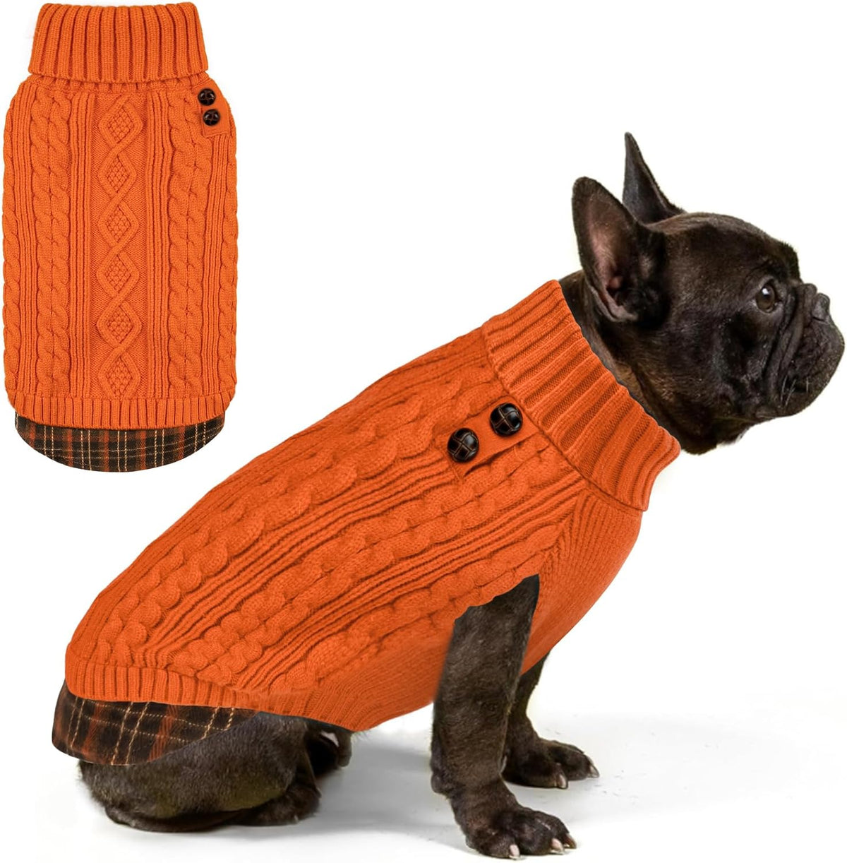 KYEESE Dog Sweater Soft Pullover Dog Sweaters for Small Dogs Male Warm Turtleneck Small Dogs Sweater with Gingham Patchwork Stretchy Knitwear Cat Clothes Comfy Pet Coat for Fall Winter Cold Weather - Image 12