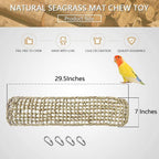 Bird Seagrass Mat 30 x 7 Inch Parrot Natural Seagrass Woven Net Hammock Parakeet Climbing Rope Ladder Mat Chew Toys Cage Accessories for Pigeon Macaw Cockatiel Conure Cockatoo Rat Bearded Dragon - Image 6