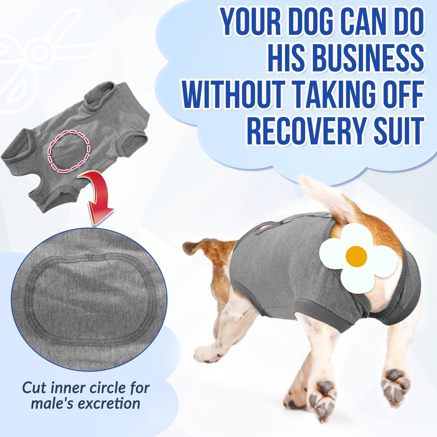 Lukovee comfortable dog e collar alternative grey medium post surgery shirt
