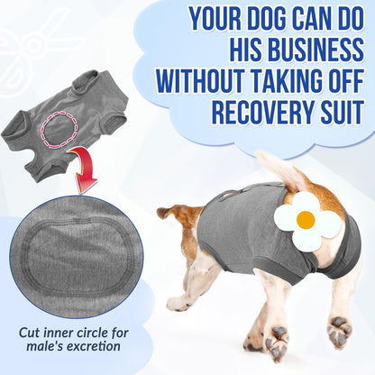 Lukovee comfortable dog e collar alternative grey medium post surgery shirt
