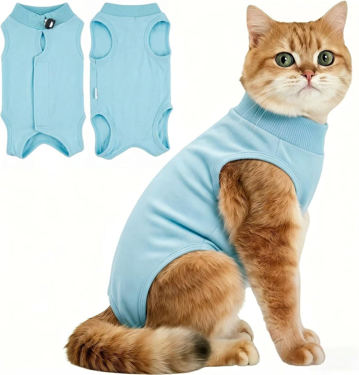 Cat Spay Recovery Suits Breathable Cotton Cats Surgery Clothes for After Surgical Abdominal Wound Skin Diseases Kitten Bodysuit for Female Cat Post Onesie Outfits Anti Licking, Pink (M) - Image 9