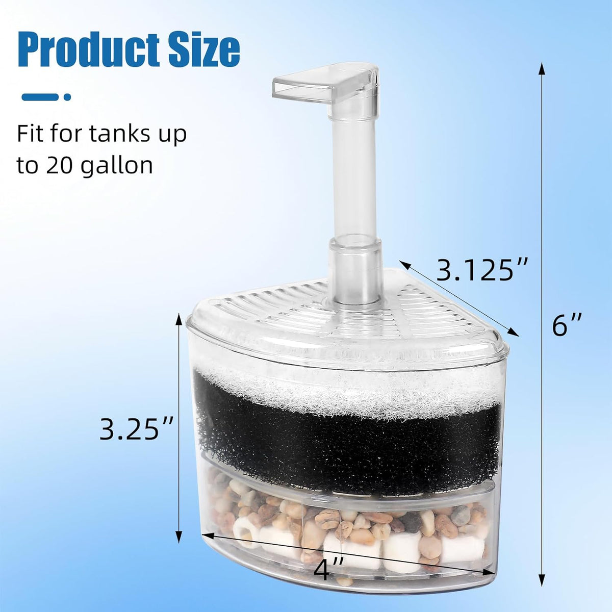 Aquaneat nano fish tank sponge filter showing multi layer media