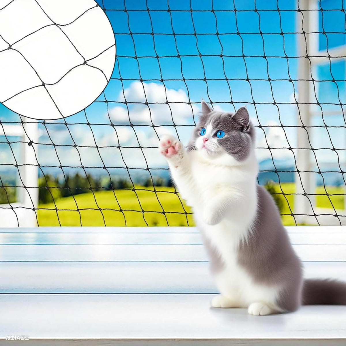 Sileasncei heavy duty nylon pet safety net 3x6m installed on a balcony