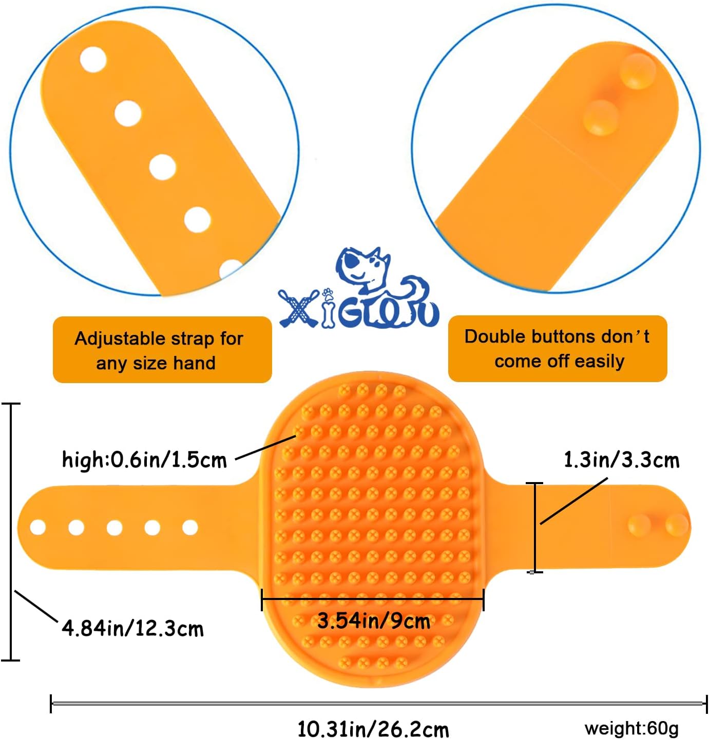 Waterproof dog grooming comb being used for lathering shampoo during pet bath