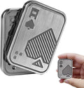 Wropzo metal magnetic poker push card fidget slider front view showing silver brushed metallic finish