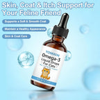Premium fish oil drops for cats to reduce dry skin, scratching, and shedding