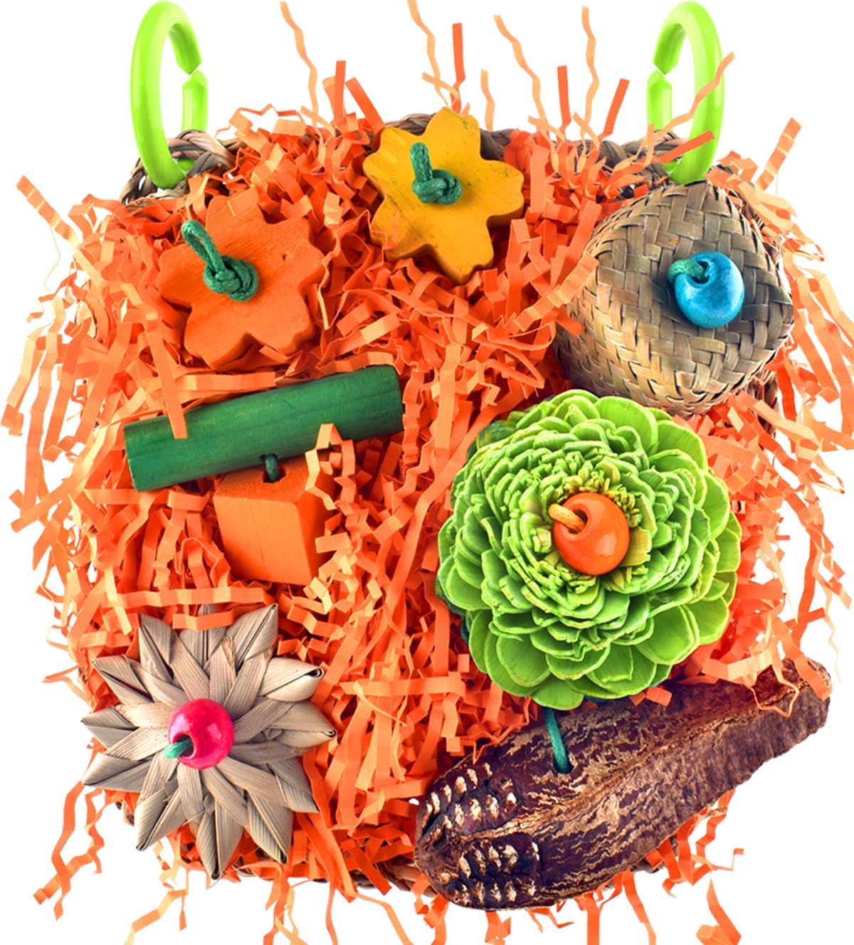 KATUMO Conure Toys, Bird Grass Mat Parakeet Shredder Hanging Toy Cockatiel Foraging Entertainments Parrot Climbing Wall Chewy Lovebird Cage Playthings for Small to Medium Birds - Image 10