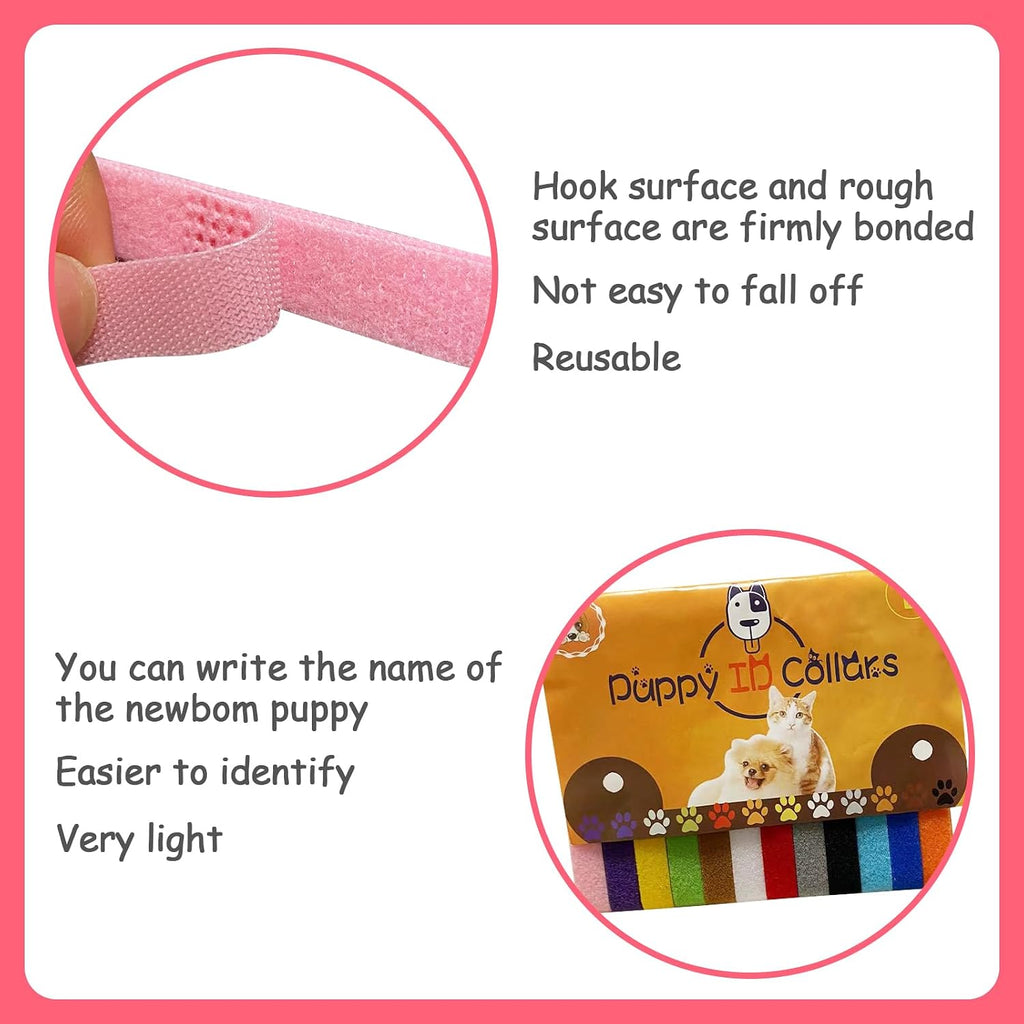 Twelve individual bright color variations of the Bilkeru puppy ID belt pack for easy tracking.