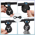 Two pack of black non toxic rubber doggy poop bag clips with metal carabiner