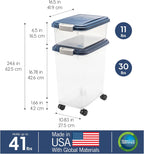 IRIS USA Dog Food Storage Container 30 lb + 11 lb, Stackable Combo Set, Airtight Pet Food Storage Bins with Wheels for Dog Cat Bird Chicken Food, BPA Free, Made in USA, Navy - Image 4
