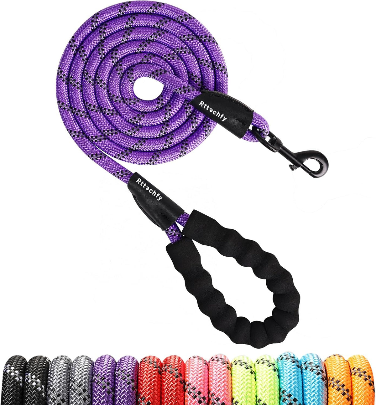 Rttochfy Rope Dog Leash 2/4/5/6/8/10 FT with Comfortable Padded Handle and Highly Reflective Threads for Small Medium and Large Dogs Heavy Duty (1/2"-5 FT, Blue) - Image 10