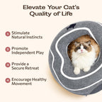 Meowfia Peekaboo cat bed set up in a modern living room