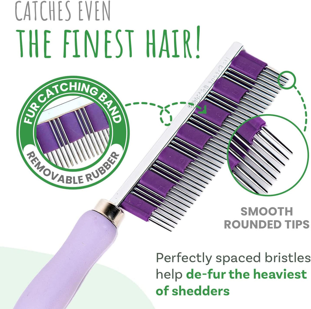 Close up of Small Pet Select Hair Buster Comb rounded metal tines