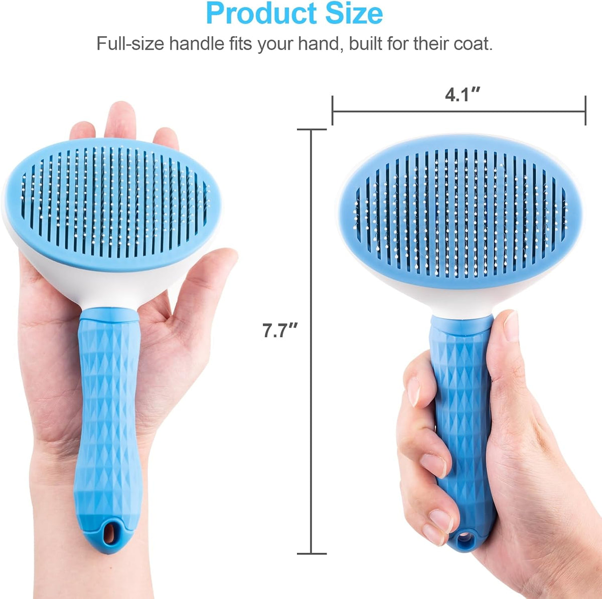Depets slicker brush shown in use grooming a cat with short hair
