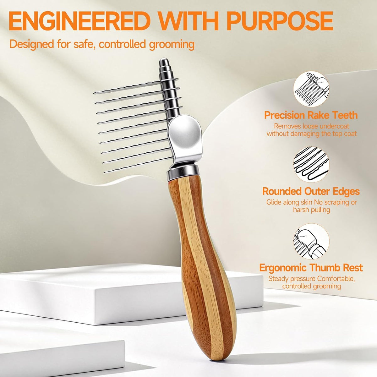 Premium bamboo handle pet brush for removing dog mats and knots