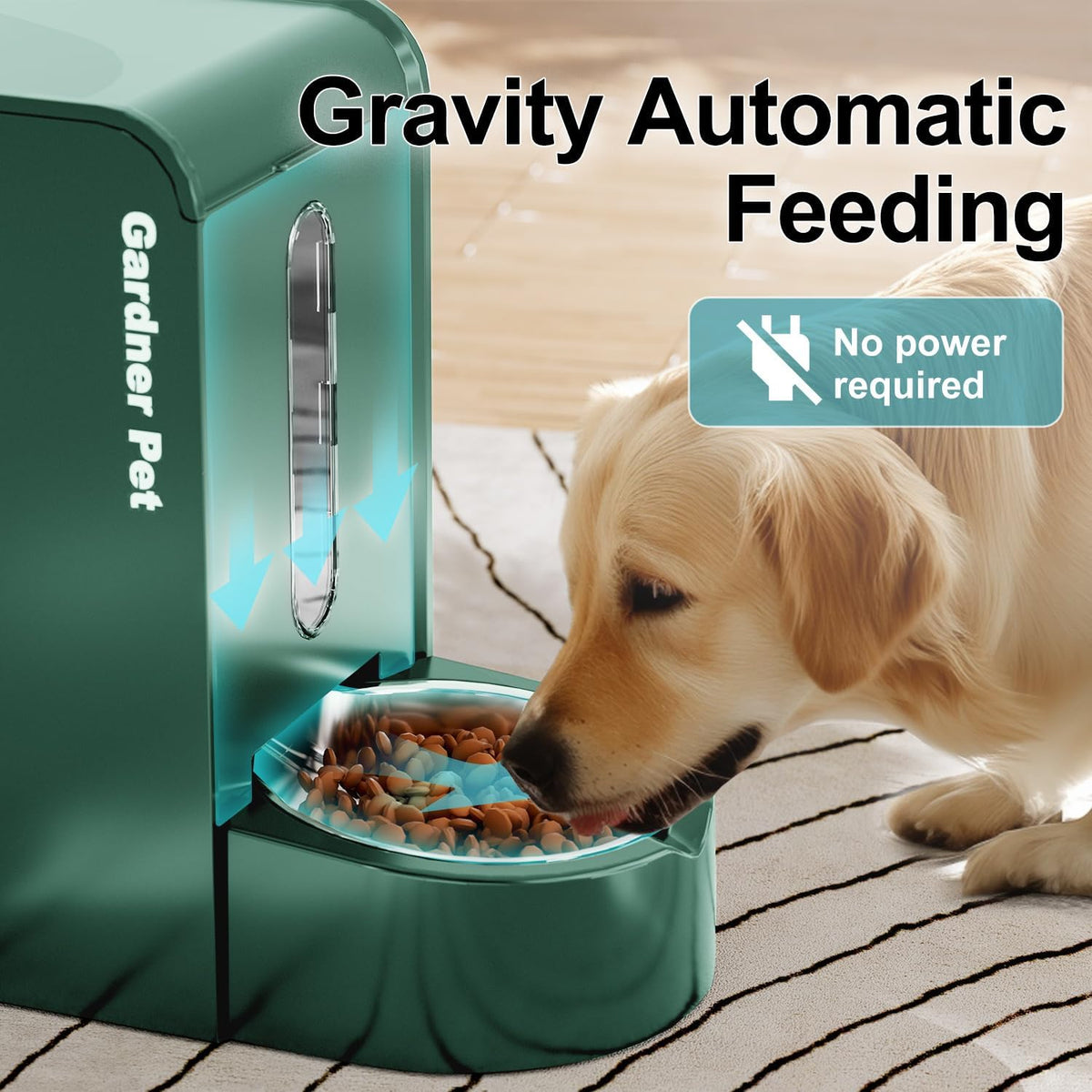Gardner Pet automatic pet feeder showcasing the 180 degree rotating water basin.