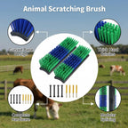 Two pack green REVAXUP livestock scratching pads laid out flat with installation accessories.