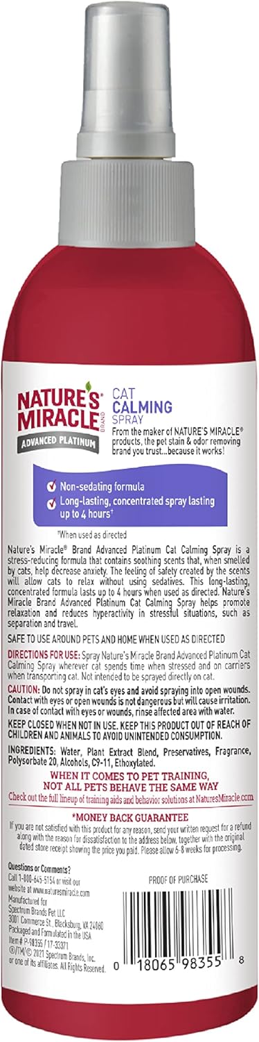 Stress reducing calming spray for cats travel carrier application