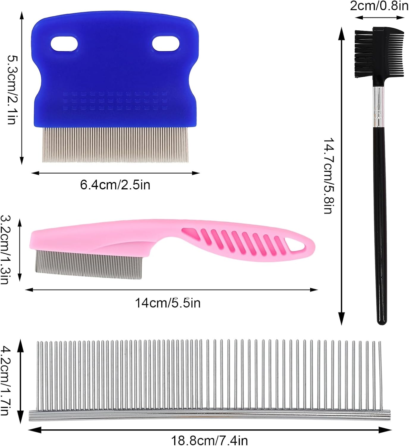 Close up of the fine tooth cat flea comb with ergonomic handle separating pet fur