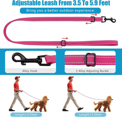 Mtliepte adjustable nylon dog leash attached to durable metal D ring